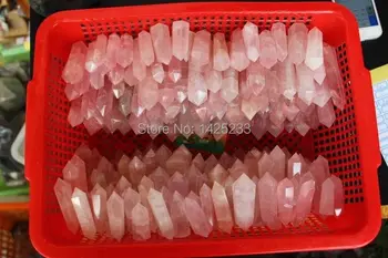 1 kg (17-25pcs) naturlige rosa kvarts krystal punkt wand (7-9)cm