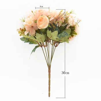 3 Bundle Kunstige buket DIY Kunstig blomst i Europæisk stil med blomst juledekoration til hjemmet bryllup vase indretning