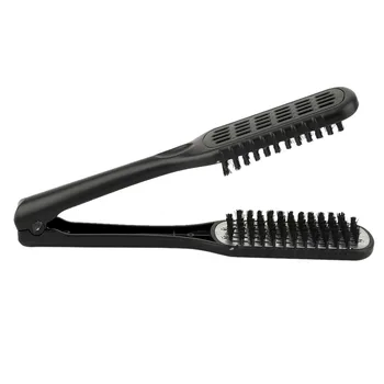 Keramiske Glatning Kam Dobbeltsidet Hair Brush Klemme Frisør Naturlige Fibre Børste Hår Kam Hairstylig Værktøj