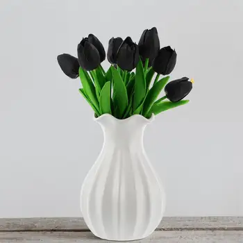 10stk Falske Tulipaner Desktop Ornamenter Kunstige Sorte Tulipaner Pynt Hjemmet Indretning