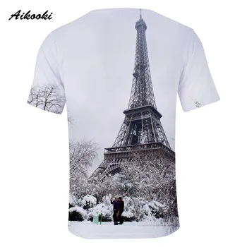 Aikooki 3D Frankrig, Paris Eiffel Tower T-shirt Mænd/Kvinder Tshirt 3D Sne Af Eiffeltårnet Dreng/Pige Bomuld T-Shirt Mode Sommer Top