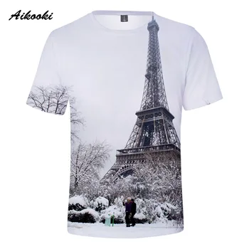 Aikooki 3D Frankrig, Paris Eiffel Tower T-shirt Mænd/Kvinder Tshirt 3D Sne Af Eiffeltårnet Dreng/Pige Bomuld T-Shirt Mode Sommer Top