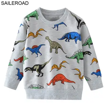 SAILEROAD 2stk Børn Sweatshirts til Børn Hættetrøjer Tegnefilm Dinosaur Baby Drenge Toppe, t-Shirts T-Shirts Efteråret drengens Tøj 7Years