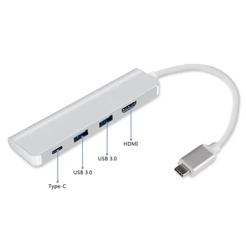 Redlai USB-C Typc C-Hub Adapter med HDMI 4K Typc-C PD USB 3.0 HUB for Macbook Air / Pro 2018 Samsung Galaxy S10 Huawei Mate 20