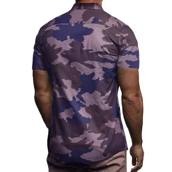 2019 Nye Mænd er Sommer Camouflage shirts Mandlige Blå Grøn Casual Skjorte toppe Mænd Camo Korte Ærmer Streetwear shirt M-3XL