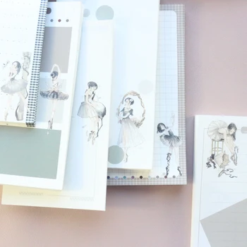 Domikee klassiske tegnefilm dressing pige serie 6 hul at fylde den indre papir ark for bindemiddel planner spiral notesbog papirvarer A6A5