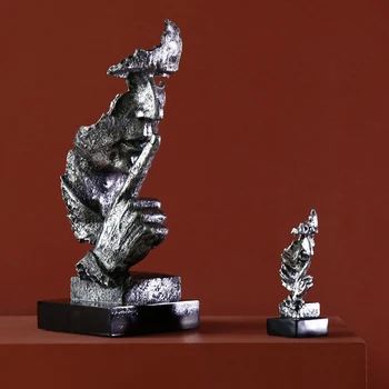 Abstrakt Skulptur Figur Ornamenter Tavshed Er Guld Hjem Tilbehør Til Udsmykning Moderne Kunst-Harpiks Kontor Dekoration Håndværk Gaver