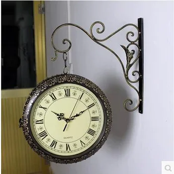 Dobbelt sidet Smedejern vægur Moderne Design Ure Saat vægure Relogio de Parede Reloj de Forhold Horloge Murale Klok