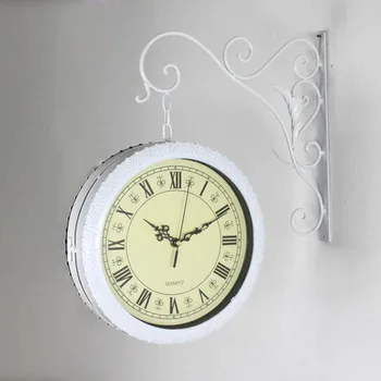 Dobbelt sidet Smedejern vægur Moderne Design Ure Saat vægure Relogio de Parede Reloj de Forhold Horloge Murale Klok