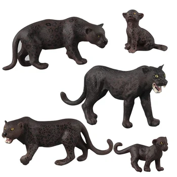 5PCS Realistisk Dyreliv Dyr, Figurer Panther med Unger Dyr Model Figurer Part Favoriserer Pædagogiske Model Samling Legetøj