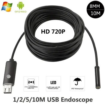 Endoskop 8mm USB Endoskop Android-5M-10M OTG PC USB-Endoscopio Mini-inspektionskamera 720P Inspektion Vandtæt Telefon Kamera