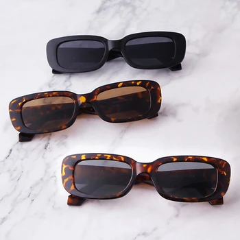Vintage Black Smalle Rektangel Solbriller 2020 Luksus Brand Designer Lille Retro Square Solbriller Kvinder Mænd Oculos Gafas