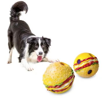 NYE Sjove Hund, Spille Bold, Uddannelse, Sport Toy Hamburger, der er formet til Hunde Blød Gummi Tygge Lyd, Interaktive Bold Legetøj
