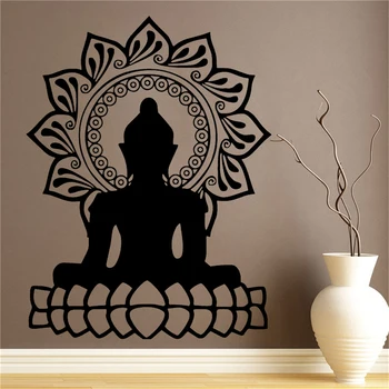 Buddha Mandala Lotus Selvklæbende Wall Sticker Vinyl Vandtæt vægoverføringsbilleder Hjem Tilbehør til Udsmykning Tapet ph178