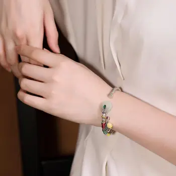 Nye indlagt naturlige Hotan Kalcedon sikkerhed spænde armbånd Kinesiske national stil classic kreative kvinders mærke smykker