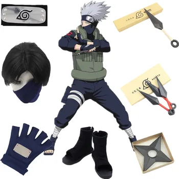 Anime Naruto Kakashi Hatake Cosplay Handsker, Masker, Hår Band Shuriken Stor Kunai Lille Kunai Rekvisitter, Tilbehør