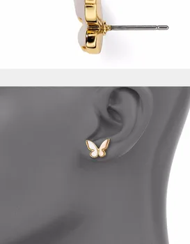 CMajor Mode Messing Smykker Sarte Hvide Shell Mor-of-pearl Butterfly Temperament Guld Farve Stud Øreringe til Kvinder