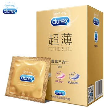 Durex Kondom Super Følelse 3i1 Ekstra Smøring Tæt Pasform Naturlig Latex Kondomer Intime Varer Penis Ærme Sex Legetøj til Mænd