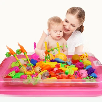 40pcs/masse med Oppustelige Pool Magnetiske Fiskeri Toy Stang Net til Børn Model Spil Fiskeri Spil Udendørs Legetøj(Pink og Blå)