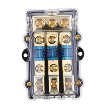 Power Distribution Block Accepterer 4/8 AWG Wire Gauge AGU Fuse Holder 60A(3i 1out) High Power in-line Sikringer