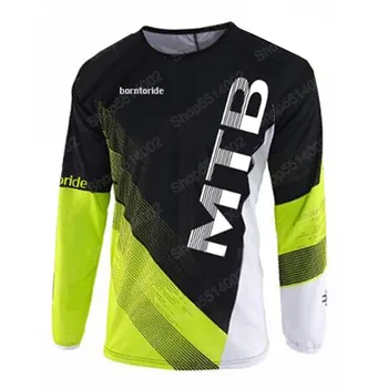 2019 Trøje Mænd ' s Mountain Bike Motocross Jersey med lange ærmer BMX DH MTB T-Shirt ned ad bakke Toppe, Sports racing Sort hvid
