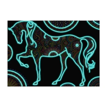 Glød I Mørke Farverige Hest 5D Lysende Diamant Maleri DIY Voksen Håndværk Delvis Runde Bor Rhinestone Broderi Harpiks Gave