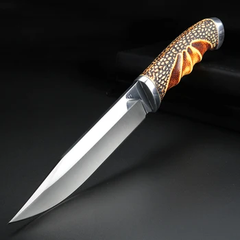 Offentlig Kniv Vilde Jagt Fixed Blade Knife Høj Kvalitet Camping Kniv Overlevelse Bærbart Værktøj til Mænd med Skede