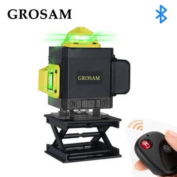 GROSAM 16 Linjer 4D Grøn Laser Niveauer Self-Leveling Trådløse Fjernbetjening 360 Vandret & Lodret på Tværs af Linjer Med Batteri