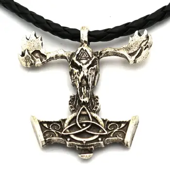 Nostalgi Thor Hammer Mjølner Halskæde Nordisk Viking Odin Valknut Trinity Symboler Amulet 11643