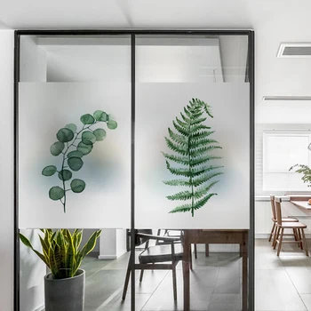 Nordiske planter matteret glas klistermærker stue Kinesiske vindue klistermærker gennemsigtig lys uigennemsigtig soveværelse dekorative film