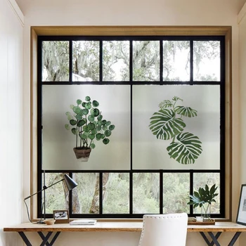 Nordiske planter matteret glas klistermærker stue Kinesiske vindue klistermærker gennemsigtig lys uigennemsigtig soveværelse dekorative film