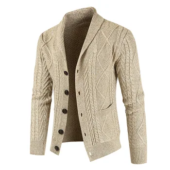 2020 Nye vinter varm Mænd Helt Afslappet Slim Fit Mandlige Trøjer Cardigan Horn Tyk Sweater mode-knappen top coat dropshipping