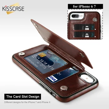 KISSCASE Læder Flip Phone Case For iPhone 7 6 6S Plus Tilfælde Kortholderen Spænde Stå Cover Til iPhone X XR XS Antal Tilfælde Coque
