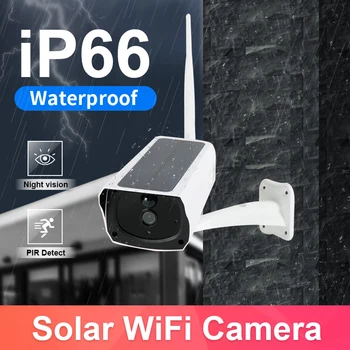 Solar IP-Kamera Wifi Wireless 1080P Udendørs IP66 Vandtæt Solar Panel CCTV Sikkerheds Overvågnings Kameraer Videcam