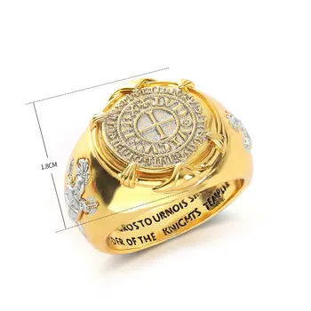 Vintage 925 Silver Crusaders Plated Gold Ring Silver Coin Men's Ring Gift Anniversary Ring Jewelry 11712