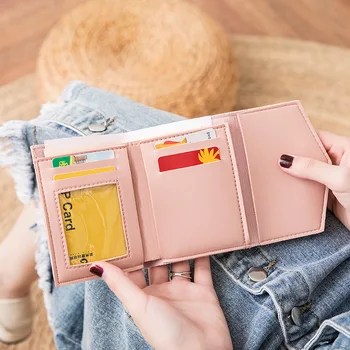 2020 Mode Kvinders Kort Tegnebog koreanske Version Forsigtig Form Tegnebog Enkle Firkantede Tre Gange Mænds Tegnebøger