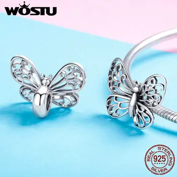 WOSTU Nye Mode 925 Sterling Sølv Perler Butterfly Charme Passer Oprindelige Armbånd, Vedhæng Til Kvinder Smykker Tilbehør CTC062