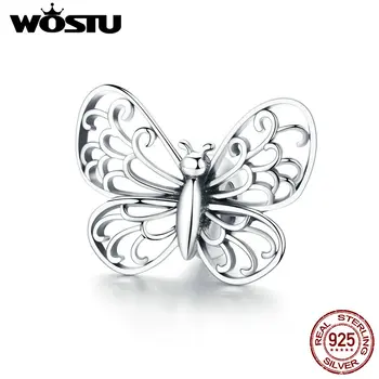 WOSTU Nye Mode 925 Sterling Sølv Perler Butterfly Charme Passer Oprindelige Armbånd, Vedhæng Til Kvinder Smykker Tilbehør CTC062