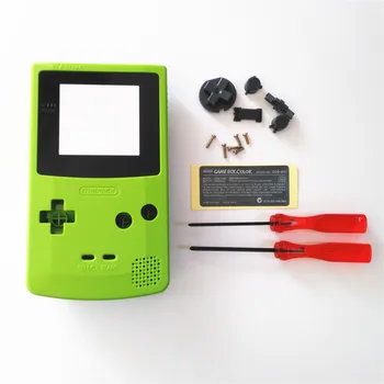Apple Green Shell Boliger Case til Nintendo for GBC til GameBoy Color Konsol + skruetrækker + Gummi Pad