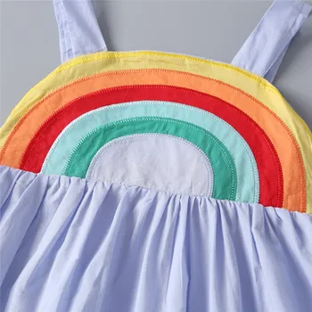 Nye Barn Baby Pige Backless Rainbow Slynge Kjole Casual Sommer Tøj 1-7 År Piger Ærmeløs Prinsesse Kjole Kids Tøj