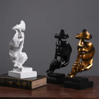 31cm Harpiks Tavshed er Guld Maske Statue Abstrakte Ornamenter Statuetter Maske Skulptur Håndværk til Office Vintage Home Decor