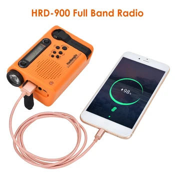 Bærbare HRD-900 Sol opladning Fuld Band Radio til Udendørs Camping Vandring FM AM Lommelygte Power Bank Multifunktionelle Radiogram
