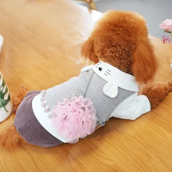 HOOPET Dog Varmt Tøj Blomstret kjole for Chihuahua Bulldog Hvalp vinterfrakke Dog Outfit Kat Kostume