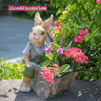 Tegnefilm kanin vogn statue haven skulptur udendørs værftet flower pot opbevaring dekoration valentine romantisk jul art statue