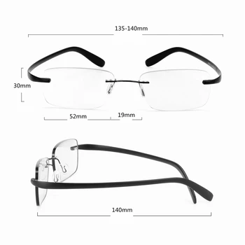 Titanium Overgang Solbriller Photochromism Læsning Briller Mænd Langsynethed med Dioptrier Presbyopi Rimles briller Briller