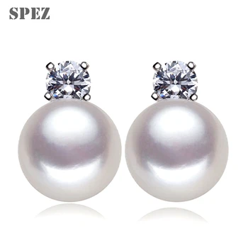 Naturlige ferskvands perle øreringe til gode kvinder, smykker AAAA Zircon engros 925 Sterling Sølv Øreringe 8-9mm SPEZ