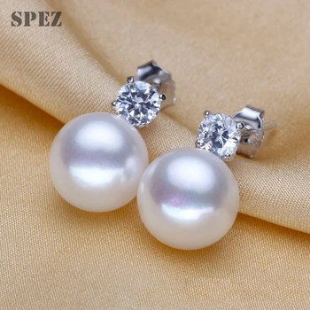 Naturlige ferskvands perle øreringe til gode kvinder, smykker AAAA Zircon engros 925 Sterling Sølv Øreringe 8-9mm SPEZ