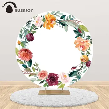 Allenjoy bryllup fødselsdag runde baggrund dække akvarel maleri rose flower garland foto studio baggrund photophone