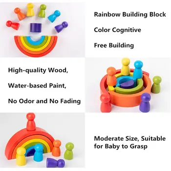 Diy Børns Træ-Rainbow Toy Kreative Træ Rainbow Stablet Balance Blokke Baby Legetøj Montessori Pædagogisk Legetøj Til 11870