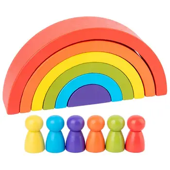Diy Børns Træ-Rainbow Toy Kreative Træ Rainbow Stablet Balance Blokke Baby Legetøj Montessori Pædagogisk Legetøj Til